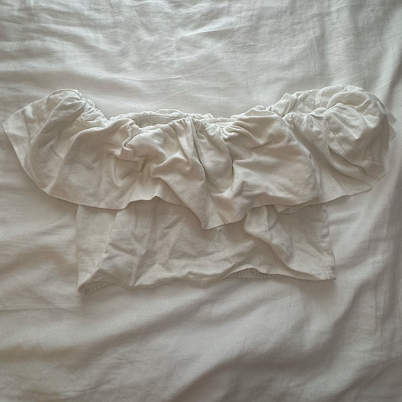 White Ruffled Off-Shoulder Top - Picture 1 of 3